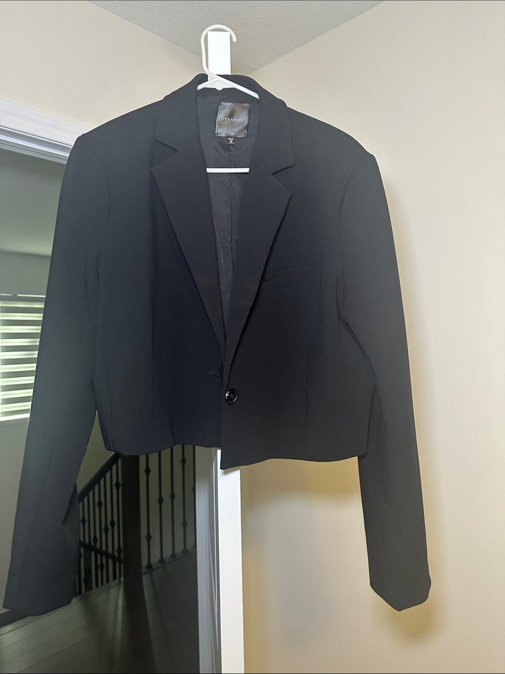 Black Cropped Single-Button Blazer